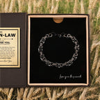 Love You This Much Son In Law Gift | Mens 5mm Twist Link Steel Bracelet | Best Present Ideas for Son in Law | 8" + 1" Extender | Luxury Gift Box & Card (Black/Black)