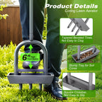 Walensee Lawn Aerator Coring Tool with Soil Core Storage Tray, 38.2" Manual Yard Plug Aerator with 3 Tines, Grass Aeration Gardening Tool with Cleaning Tool for Lawn Care and Compacted Soil