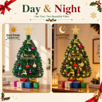 Small Mini Christmas Tree with Lights, 2 Ft Little Table Top Christmas Tree