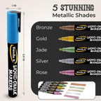 Bandle B. Chalk Markers - 24 Vibrant, Erasable, Non-Toxic, Water-Based, Reversible Tips. For Glass or Chalkboard Markers for Businesses, Restaurants, Liquid Drawing Chalk (Vibrant 6mm)