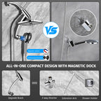 11.8'' High Pressure Rain Shower Head Combo, Upgrade Shower Heads with 9 Sprays Handheld Shower, Adjustable Detachable Dual Showerheads Built-in Magnetic Docking & Power Jets, Bathroom Decor, Chrome