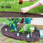 Landscape Edging, 3IN Tall Garden Edging Borders,Flexible Lawn Edging Border Kit,Mini Plastic Fence for Yard Flowerbeds,Grass (Brown, 3 in x 49 FT)