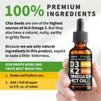 (2 Pack) Organic Vitamin D3 K2 Drops with MCT Oil Omega 3, 5000 IU, Maximum Strength Vitamin D Liquid, No Fillers, Non-GMO Liquid D3 for Faster Absorption and Immune Support (Unflavored, 2 Fl Oz)