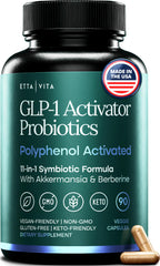 GLP-1 Activator Probiotic Carb Blocker Supplement for Weight Loss, Gut Health, Energy & Metabolic Support – Akkermansia, Berberine, Gymnema, Resveratrol, EGCG & Hops – Appetite Control for Women & Men