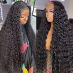 Lemoda 13x6 Full Lace Frontal Virgin Human Hair Wigs 210% Water Wave 13x6 HD Full Lace Frontal Wigs 26Inch Deep Wave Human Hair Wig Wet and Wavy Wig Pre Plucked With Natural Hairline