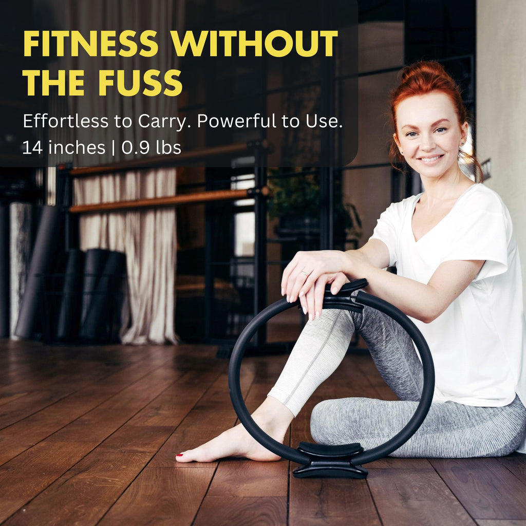ProBody Pilates Fitness Circle ��� 14 Inch Pilates Ring for Yoga and Other Workouts, Focusing on Toning Inner Thighs, Arms, Core and Back, at Home Pilates Equipment (Black)