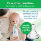 Dr. Brown's Anti-Colic Options+ Narrow Glass Baby Bottle, 4 oz/120 mL, with Level 1 Slow Flow Nipple, BPA-Free, 0m+, 2 Pack