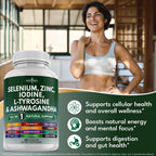 NEW AGE Selenium, Zinc, Iodine, L Tyrosine, Ashwagandha - Supplement for Women and Men with Bladderwrack, Turmeric, Silica Kelp, Schisandra - 120 Count