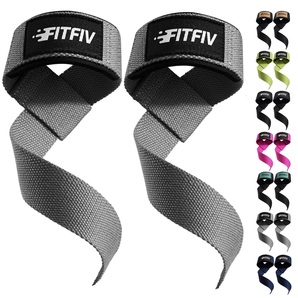 FITFIV Lifting Straps for Weightlifting, Lifting Wrist Straps for Gym Strength Training, Neoprene-padded Wrist Cushion - Men & Women