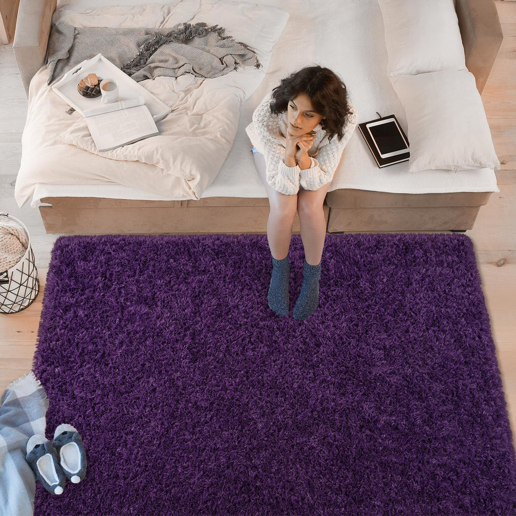 Softlife Rugs for Bedroom 4x5.3 Feet Purple Area Rug for Living Room Super Soft Shaggy Rugs for Dorm Fluffy Fuzzy Carpets Long Plush Bedside Rug Nursery Girls Boys Kids Room Home Christmas Decoration