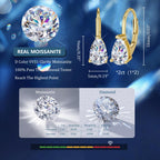 2.0ct Gold Teardrop Moissanite Diamond Earrings for Women with Leverback