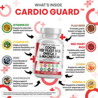 Clean Nutraceuticals COQ10 200mg Red Yeast Rice Omega 3 Magnesium Complex 500mg Niacin Zinc Vitamin K2 D3 - Heart Support Vitamins for Women & Men w/Vitamin B3, Coenzyme Q10-60 Ct