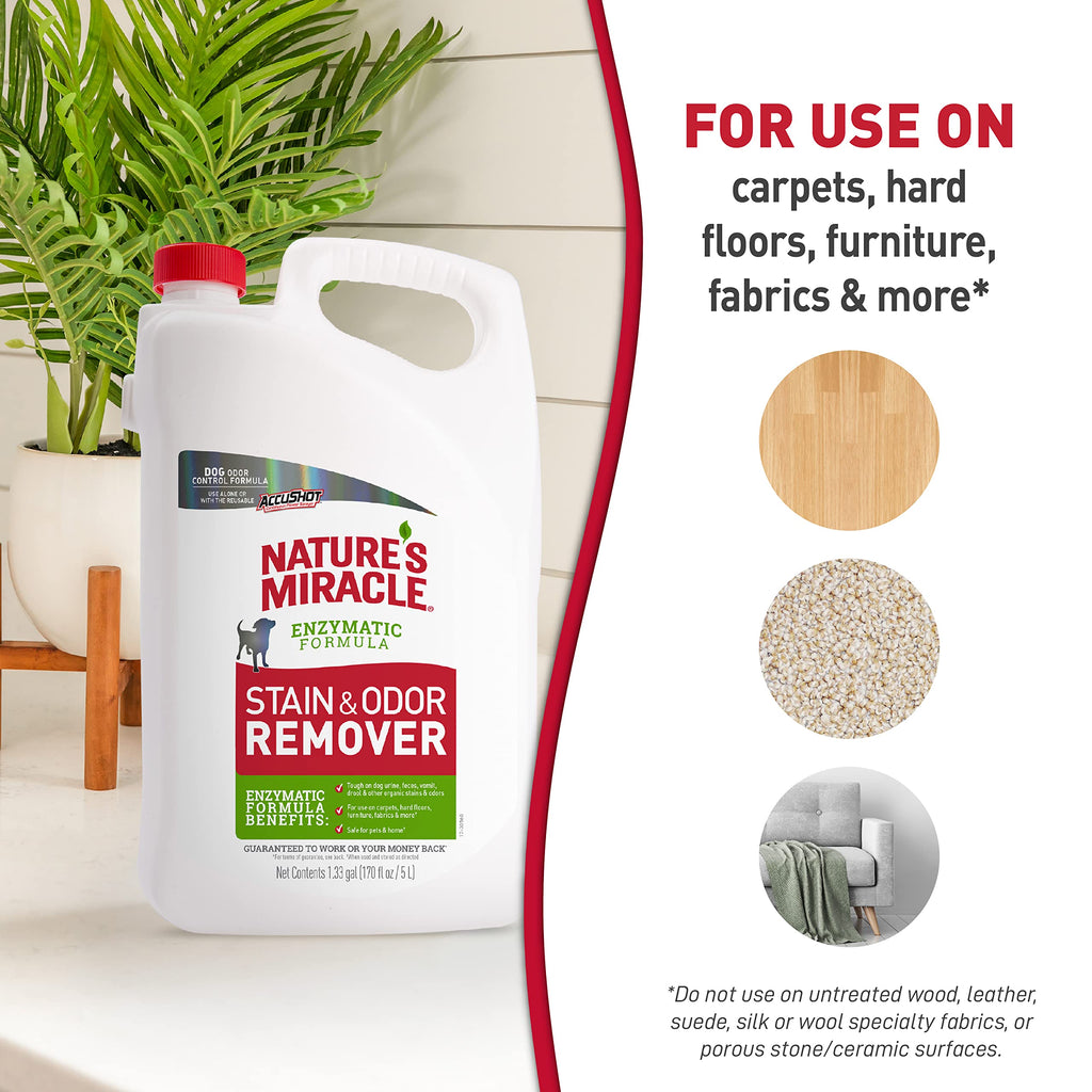 Nature’s Miracle Dog Stain & Odor Remover, Enzymatic Cleaner, 170 oz Refill