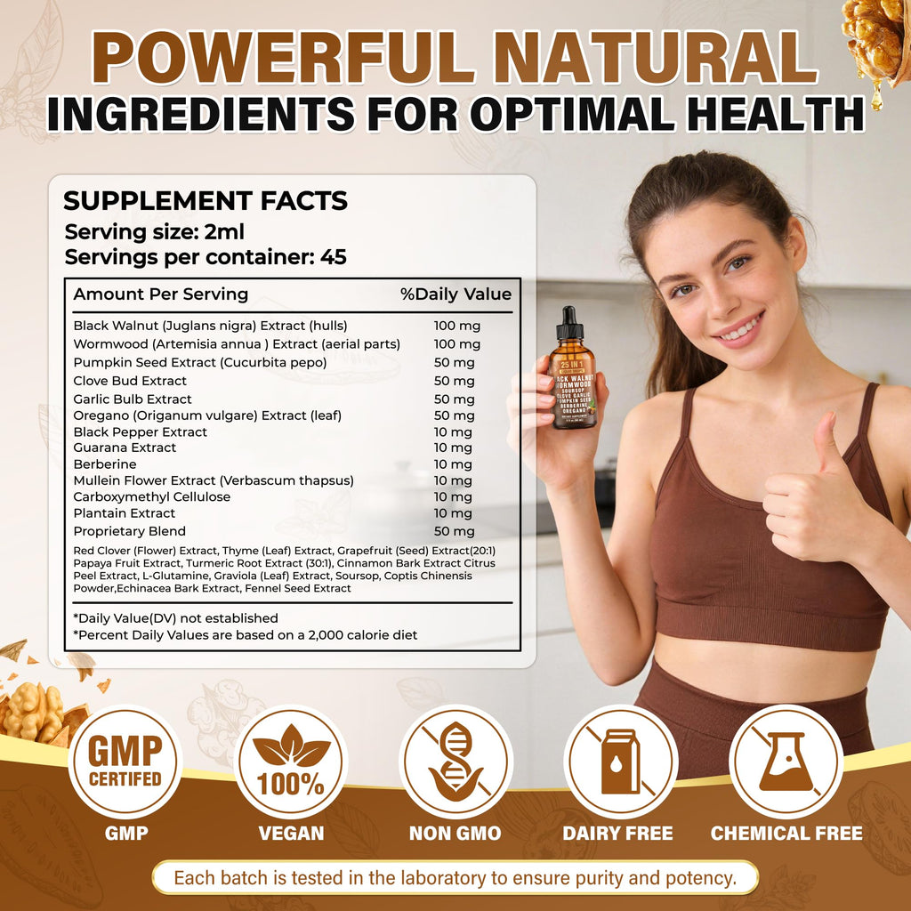 Royavita 25-in-1 Liposomal Wormwood Black Walnut Clove Parasite Cleanse with Clove, Garlic, Pumpkin Seed, Oregano & Berberine – 98% Absorption for Superior Digestive Health & Balance, 2 * 90ml