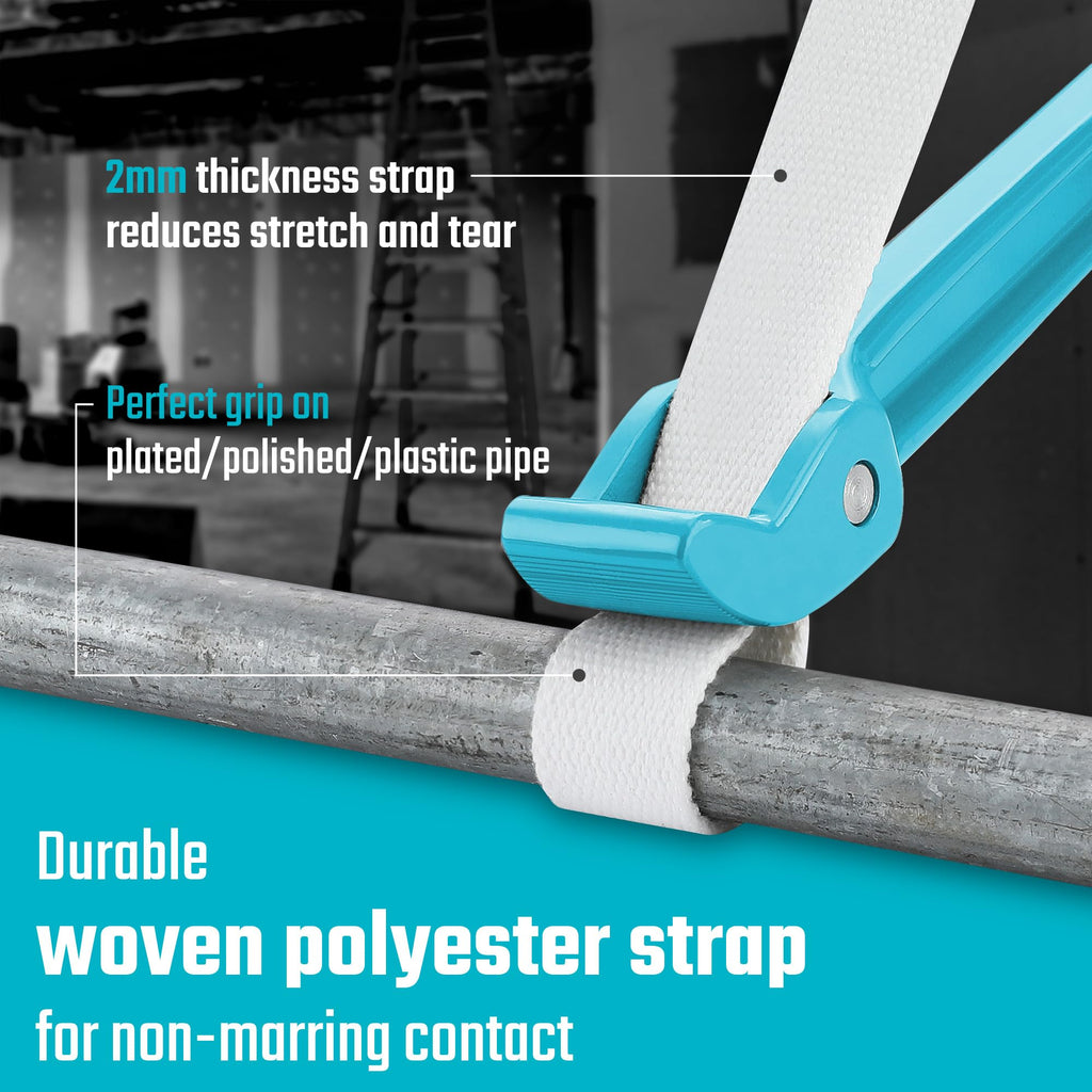DURATECH Strap Wrench 12" Handle, Adjustable Nylon Strap Pipe Wrench, Oil Filter Strap Opener Wrench,Blue