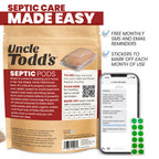 Uncle Todd's Septic Tank Treatment Pods - (12-Month Supply) - Powerful Enzyme & Live Bacteria Formula to Prevent Backups & Odor, Dissolvable Pods Safe for All Septic Systems