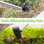 Weed Puller Tool with Long Handle, Hoe Garden Tool & Weed Rake for Weeding