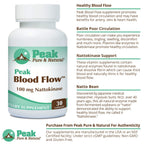 Peak Pure & Natural Peak Blood Flow - Nattokinase Supplement - Healthy Blood Circulation Supplements for Adults | 100mg - 30 Capsules