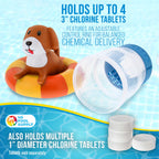 U.S. Pool Supply Puppy Dog Floating Pool Chlorine Dispenser, Collapsible Base, Holds 3" Tablets - 7" Fun Cute Happy Pet Life Preserver Animal Float Floater Decoration, Adjustable Balanced Delivery