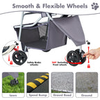 KMFurnila 3 Wheel Pet Stroller for Dogs and Cats, Foldable, Lightweight and Durable, Ideal for Small to Medium Pets, Includes Storage Basket and Cup Holders