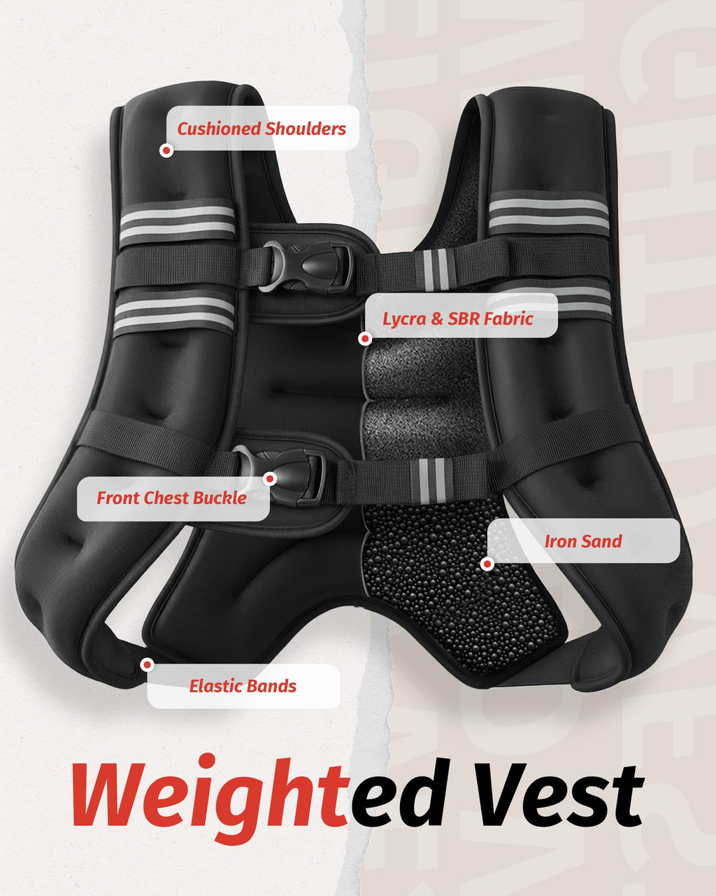 ZELUS Weighted Vest, 10 kg/20 kg, with Adjustable Weight, Weight Vest with Removable 1-kg Weights for Bodybuilding Training