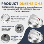 AMI PARTS NE63T8111SS NE63T8311SS NE63BG8315SS Fit for Samsung Electric Stove Knob Replacement Knobs for -DG94-03500V DG94-03500W DG94-03500A/Z (4PCS Silver)