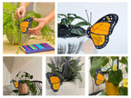 Lolitarcrafts Stained Glass Butterfly Monarch Suncatcher for Pot Plant Decoration,Gift for Women Light Catcher Sun Room Decor Village Style