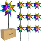 DECEED 10 PCS Reflective Pinwheels for Yard and Garden Bird Devices Pre-Installed Sparkly Wind Spinner Deterrent to Scare Birds Away from Yard Patio Farm (Multicolor-1)