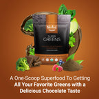 Super Greens #1 Green Superfood Powder | 100% USDA Organic Non-GMO Vegan Supplement | 20+ Whole Foods (Spirulina, Wheat Grass, Barley), Probiotics, Fiber & Enzymes (Original, 30 Servings) (Chocolate)