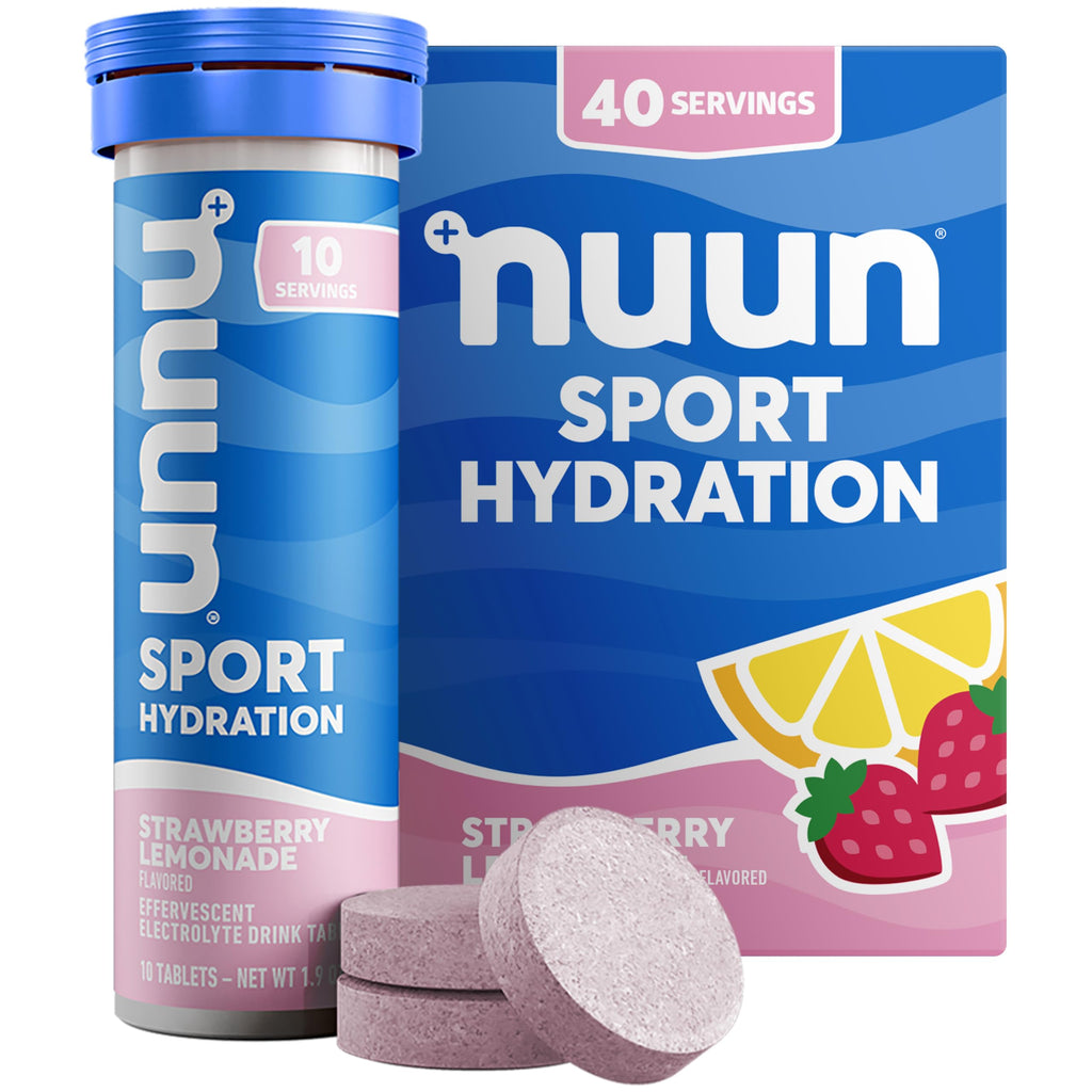 Nuun Sport Electrolyte Tablets, GF & Vegan, Strawberry Lemonade, 4 Pack