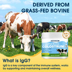 KEDISOM Grass-Fed Bovine Colostrum Supplement Powder - 60% High IgG 3000 mg for Gut Health, Immune Support - Easy to Mix Natural Liposomal Colostrum Superfood, Unflavored, 50 Servings