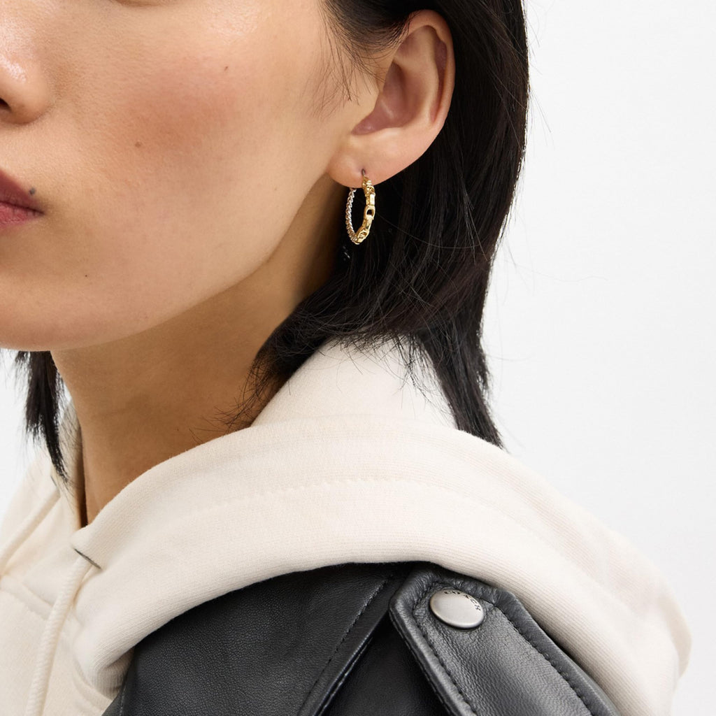COACH Small Mixed Metal Hoop Earrings Two-Tone One Size
