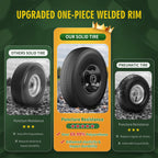 Wiltire (2 Pack) 4.10/3.50-4 Flat Free Tire and Wheel 10-Inch Solid Wheel Replacement with 5/8 Extra 3/4 &1/2 Bearings,2.2" Offset Hub -Compatible with Hand Truck,Wheelbarrow(Wave,Black)