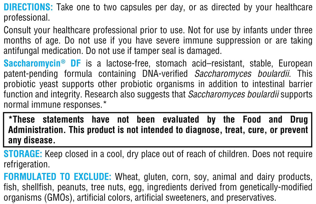 XYMOGEN Saccharomycin 10B - Gut Flora & Digestive Immune Support - 50 mg Saccharomyces Boulardii Probiotic - Stomach Acid-Resistant - Vegan & Dairy Free - 60 Capsules