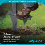 Aqua Joe Steel Garden Hose Stand with Brass Faucet and Quick-Install Anchor Base - Heavy-Duty Freestanding Holder for Outdoor Lawn, Yard & Garden Hose Storage, SJ-SHSBB-GRY