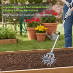 KLDOLLAR Rotary Cultivator, Hand Tiller Garden Tool with Sturdy Metal Tines