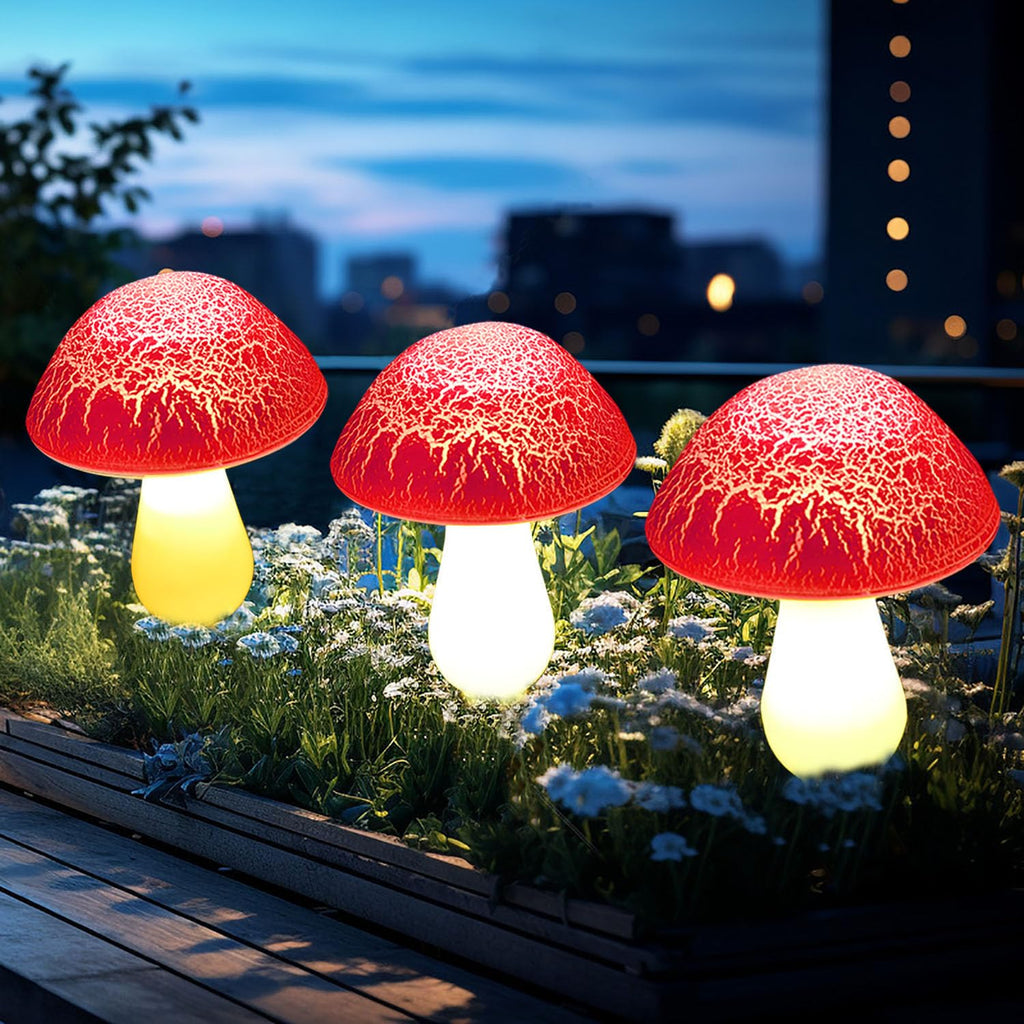 Solar Mushroom Lights Garden Decor 8 Red Crack Mushrooms Outdoor Decor Stake Lights, Waterproof Solar Pathway Light Gardening Gifts for Landscape Easter Gnomes Yard Halloween Christmas Decorations
