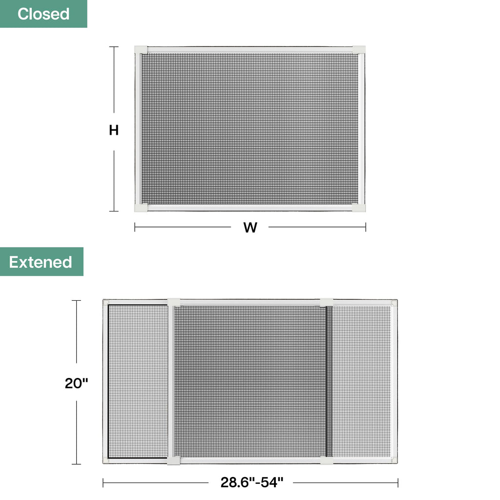 Paramondo Expandable Window Screen, Horizontal (20" H x 28.6" - 54" W, 2 Pack) Adjustable Window Screens, Replacement Window Screens for House Windows