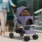 Magshion Foldable Pet Stroller, 3-in-1 Dog Travel Jogger with Detachable Carrier, Cup Holder, Storage Basket, Folding Carrier for Small/Medium Dogs & Cats Up to 33 lbs, Plaid