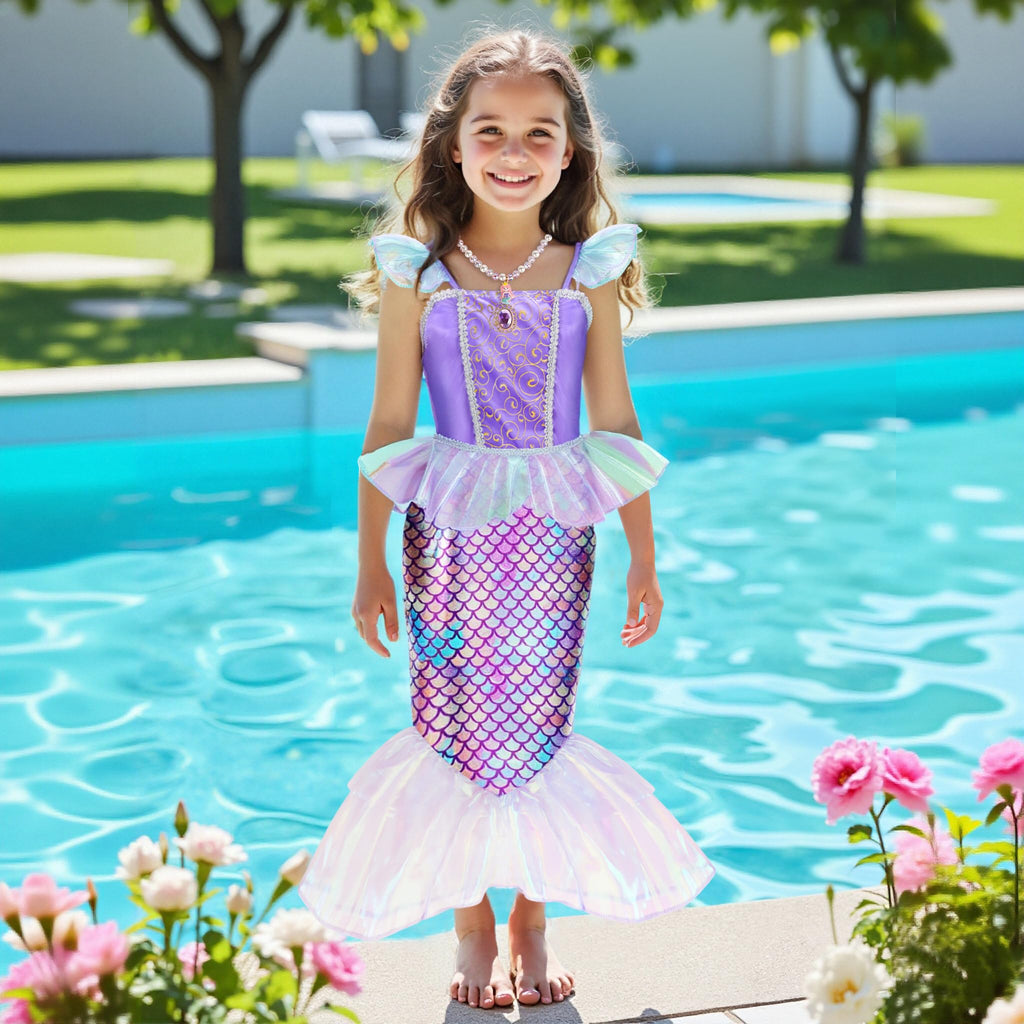Meland Mermaid Dress for Girls, Princess Dress Up Costume Gift (3-4 Years)