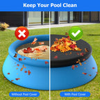 12 ft Round Pool Cover, Compatible with Intex/Bestway Outdoor Round Inflatable Above Ground Swimming Pool, Elastic Bands for Easy Installation, No Drain Holes, Prevent Leaves, Debris and Dust