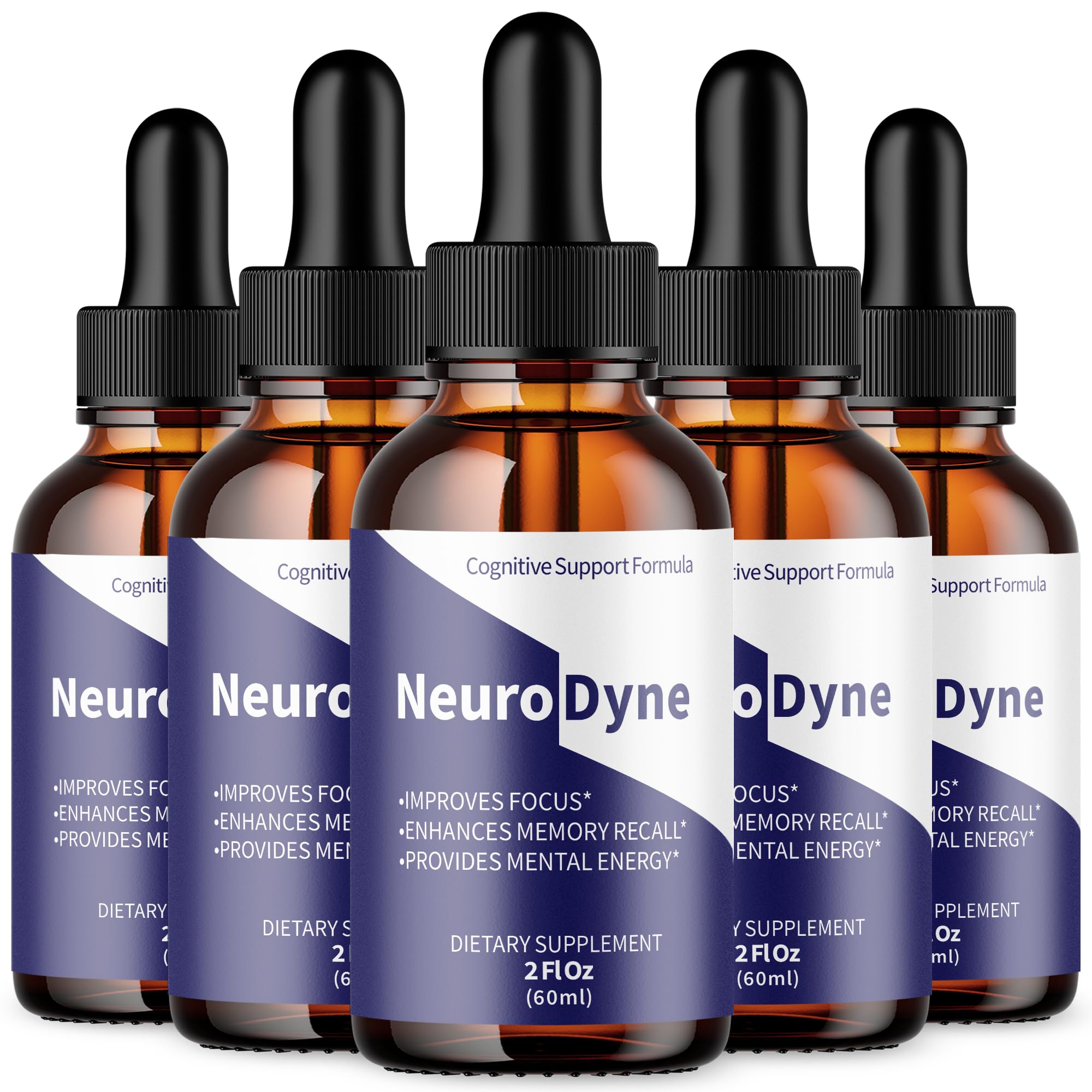 (5 Pack) Neurodyne Drops, Neurodyne Brain Support Drops with Natural Ingredients, Advanced Formula Liquid Supplement with Maximum Strength Health and Wellness Vitamins for Women and Men (150 Servings)