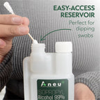 Aneu Travel Isopropyl Alcohol 99% – 100ml Bottles Lab Grade Cleaner | Ideal for Quartz, Tools, & Hard Surfaces | Easy-Access Reservoir for Convenient Dipping (3)