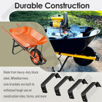 FENXDN 4 Pcs Wheelbarrow Replacement Accessories Axle Bracket, Black Steel