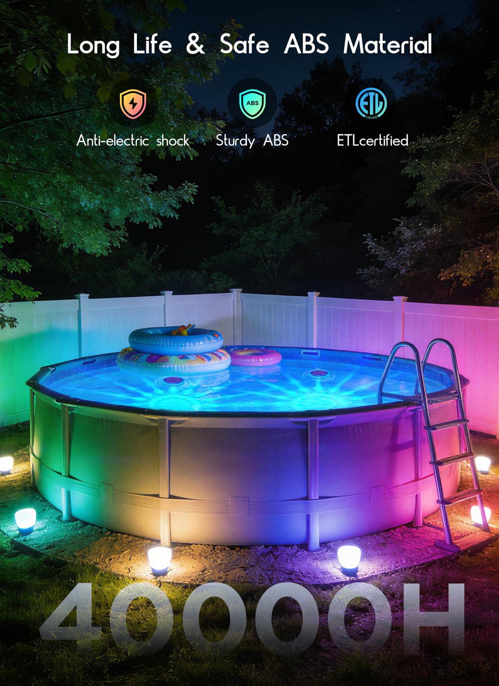 Floating-Solar-Pool-Lights 2 Pack, RGBWW 12 Lighting Modes, 3 Dimming & Timing IP68 Waterproof with Remote Control, Solar Floating Pool Lights for Above Ground Pools Inground Pools Accessories Bathtub