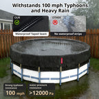 QH.HOME 12Ft Round Pool Cover,Super Windproof Ratchet Straps (1,500lb Break Strength)-Effective Installation/Removal,Pool Cover for Above Ground Pools,Snug Fit,Blocks Leaves, Sun & Water