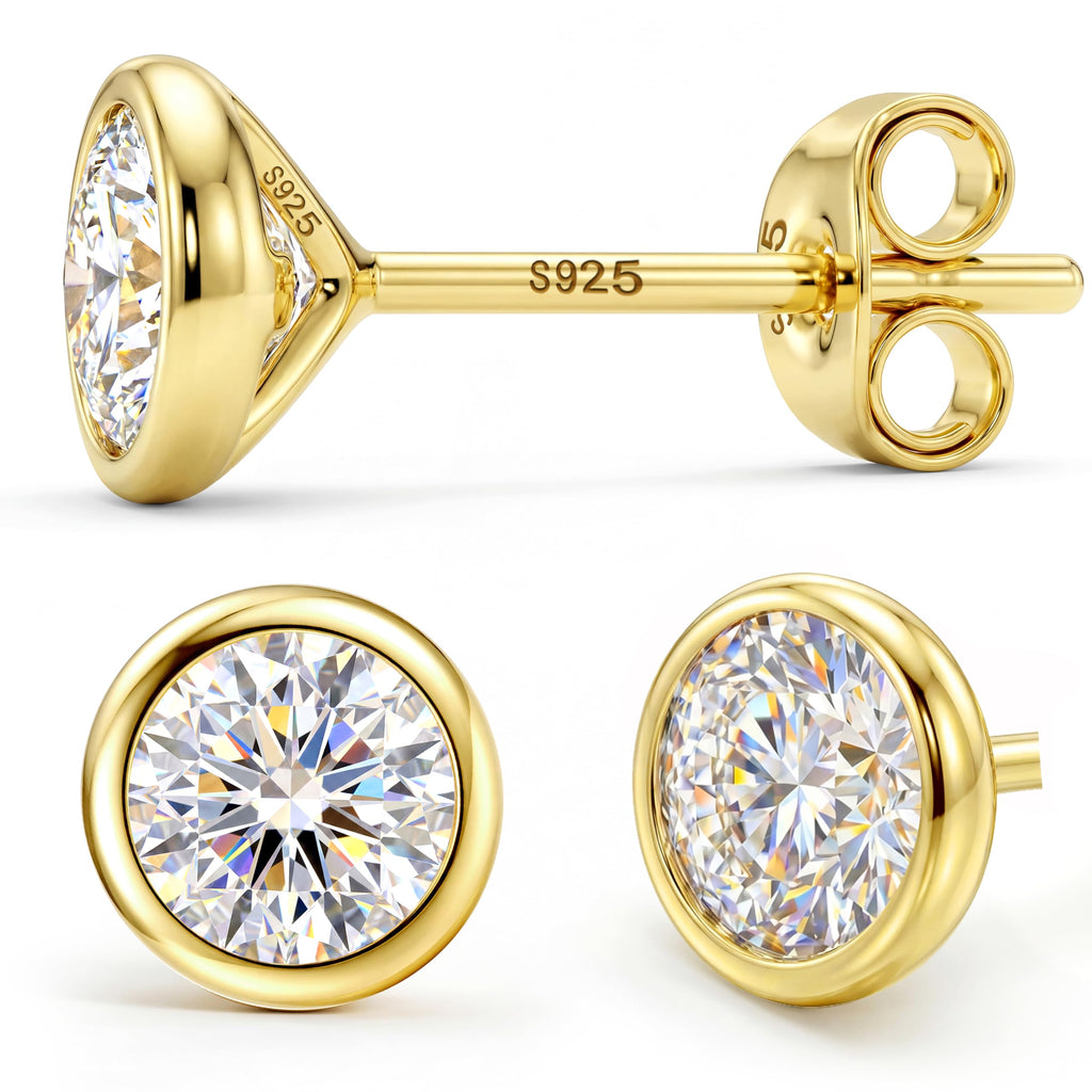 GEMQUEEN Moissanite Earrings Studs 925 Sterling Silver, 1.6CT