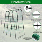 Trellume Cucumber Trellis - 62.4"*50" Cucumber Trellis for Raised Bed with Plastic-Coated Steel Pipe, U-Shape Garden Trellis for Climbing Plants, Garden Trellis for Cucumbers, Beans(Black)
