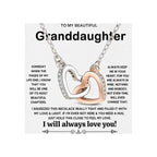 MGOOL Gifts For Granddaughter Necklace From Grandma Grandpa To My Granddaughter Necklace Christmas Graduation Birthday Gifts With Message Card & LED Box (925 sterling silver, 683-Double Heart01)