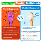 Dr. Noah Microplastic-Free Bamboo Baby Toothbrush | Dentist Designed | 656 Substances Safety Tested | BPA, PFAS & Phthalate Free | 4 Pack |Soft Bristles | Infant to Toddler, 6-12 Months, Age 2-4 Kids
